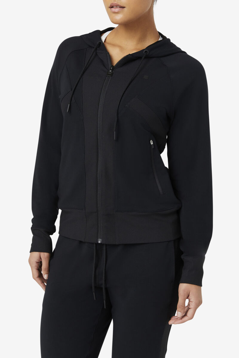 Fila Fi-lux Texture Full Zip Hoodie Jacka Dam Svarta | FWR8QLqiljz