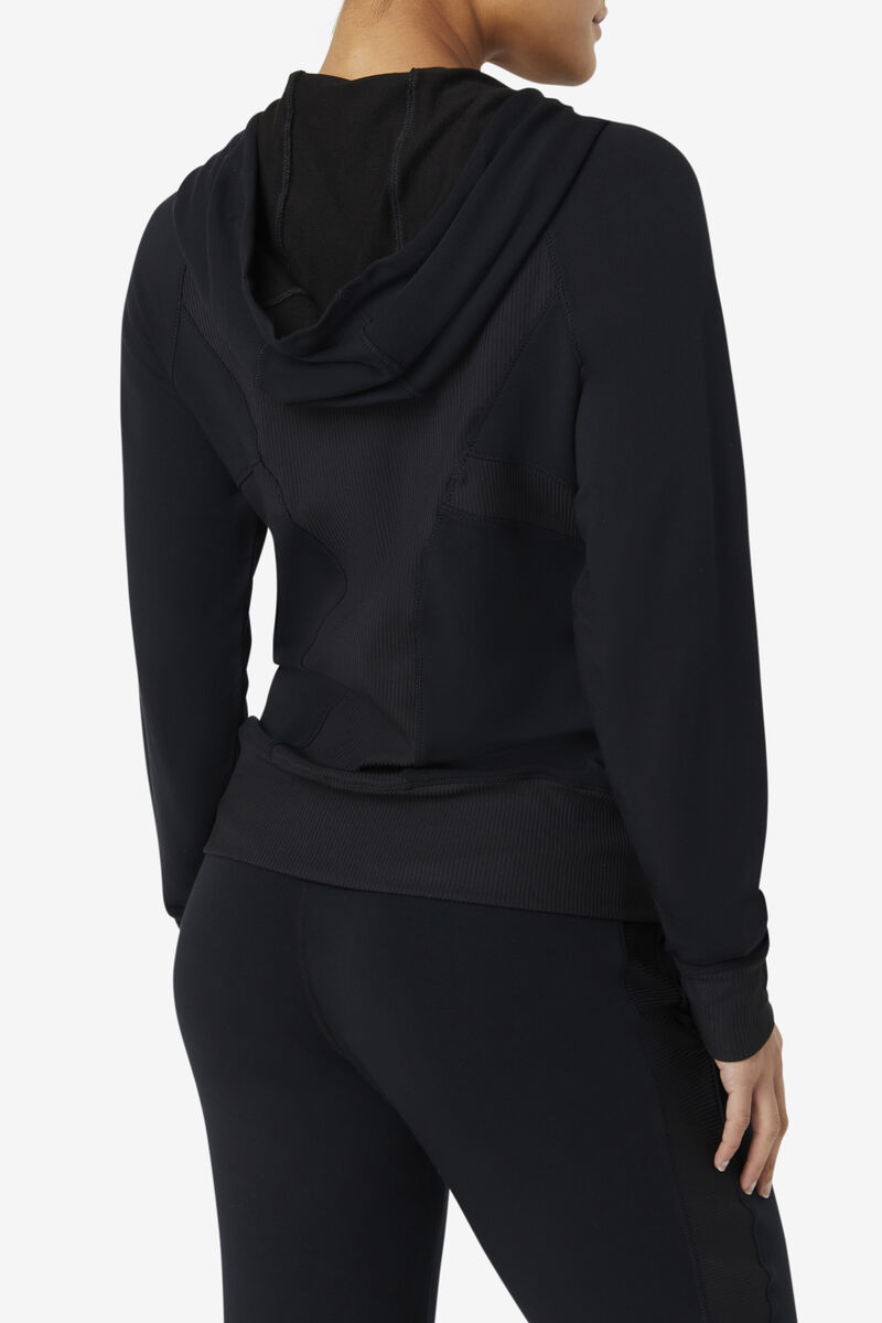 Fila Fi-lux Texture Full Zip Hoodie Jacka Dam Svarta | FWR8QLqiljz