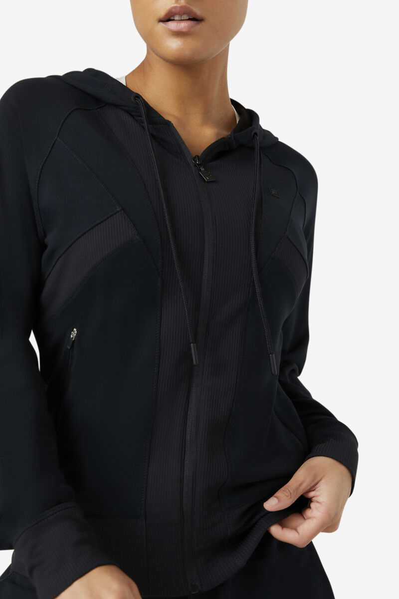 Fila Fi-lux Texture Full Zip Hoodie Jacka Dam Svarta | FWR8QLqiljz