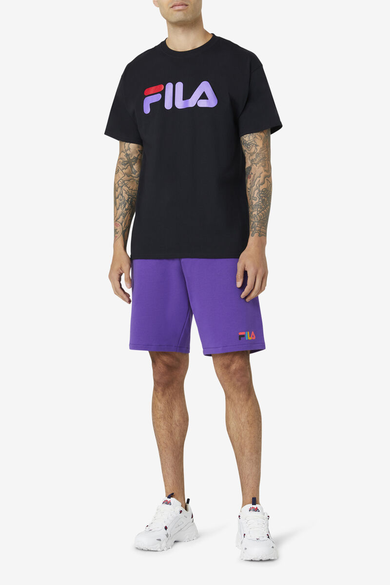 Fila Fila Logo T-shirt Herr Svarta Lila Röda | 9mFnCdgHNzC