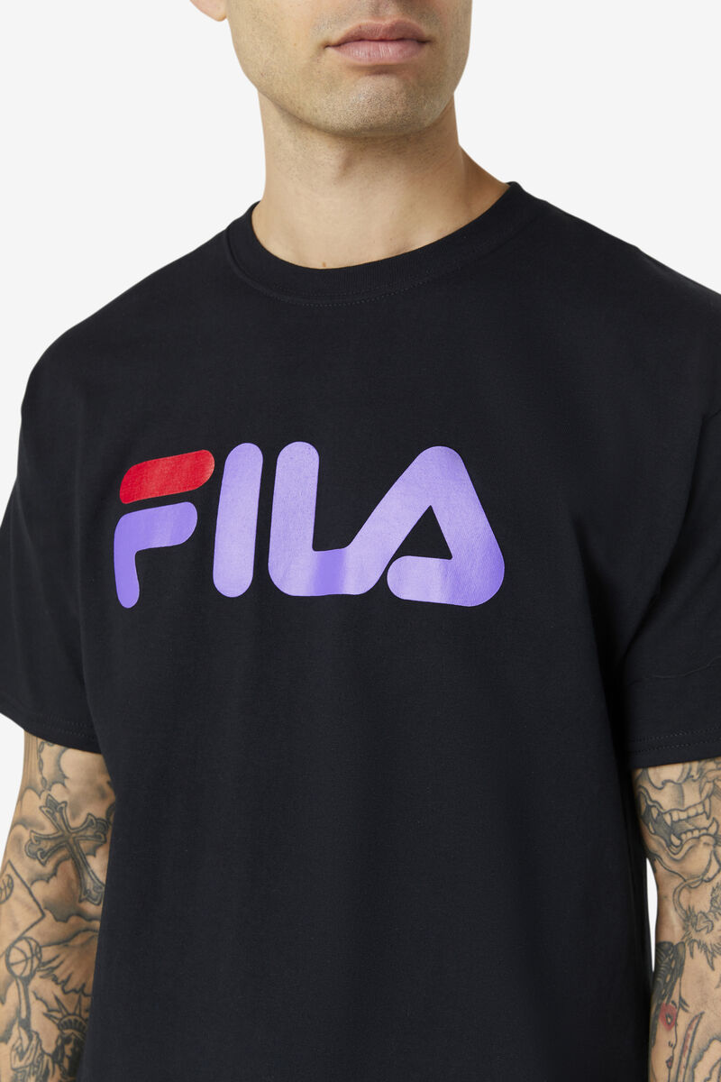 Fila Fila Logo T-shirt Herr Svarta Lila Röda | 9mFnCdgHNzC