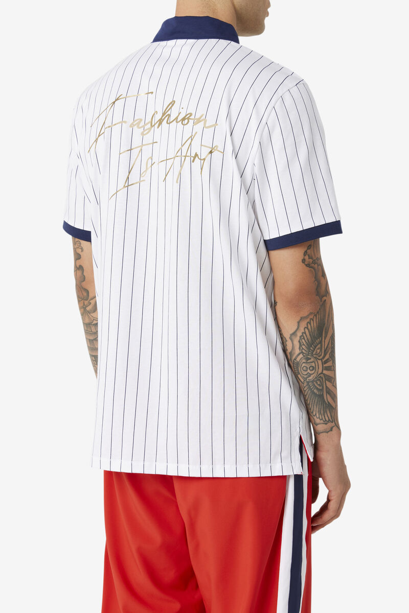 Fila Fila X The Museum Bb1 Polo Polo Shirt Herr Vita Marinblå Röda | g3WuM2FsPRB