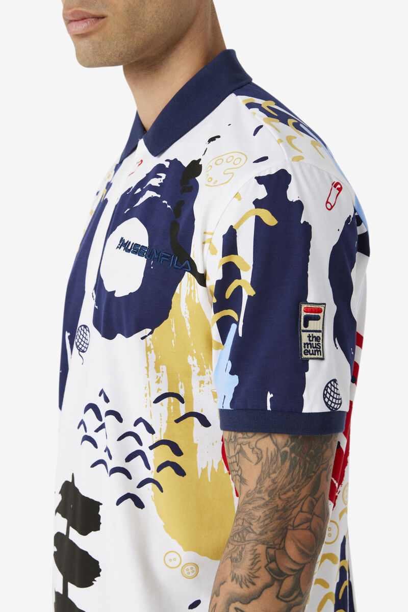 Fila Fila X The Museum Printed Polo Polo Shirt Herr Vita Marinblå Röda | Ec5HybcfBIU
