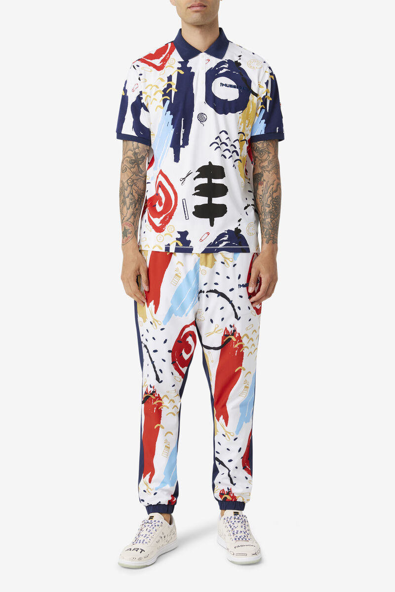 Fila Fila X The Museum Printed Polo Polo Shirt Dam Vita Marinblå Röda | c2AAI8vhoWb