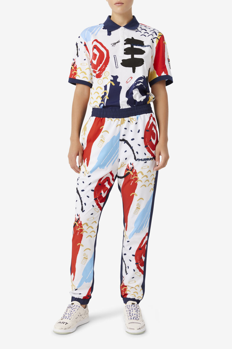 Fila Fila X The Museum Printed Polo Polo Shirt Dam Vita Marinblå Röda | c2AAI8vhoWb