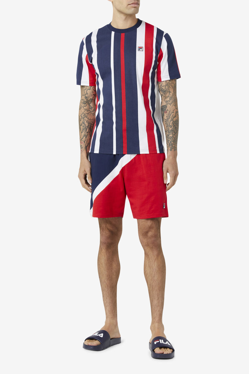 Fila Gach Striped T-shirt Herr Marinblå | yL6CClMl3Ja