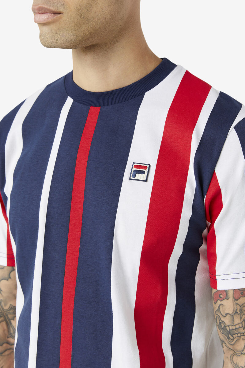Fila Gach Striped T-shirt Herr Marinblå | yL6CClMl3Ja
