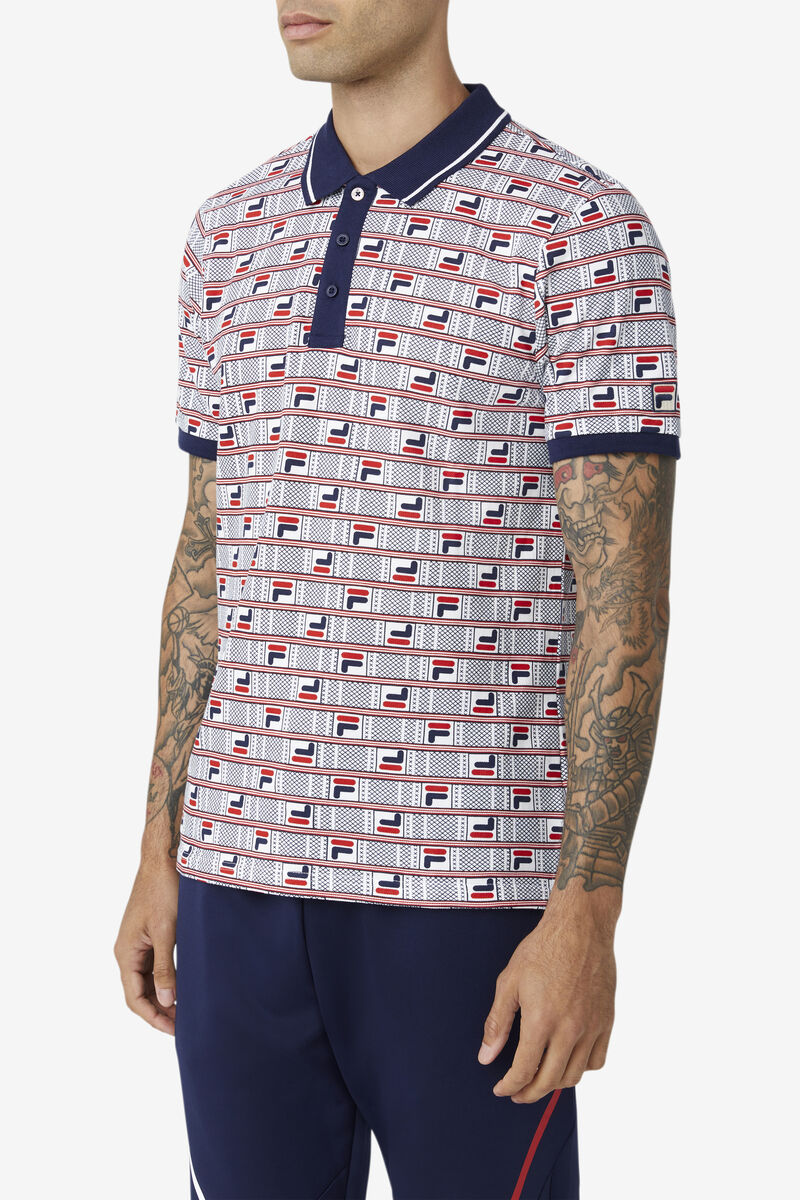 Fila Gianni Polo Polo Shirt Herr Marinblå Vita Röda | x6lRjZtwF1r