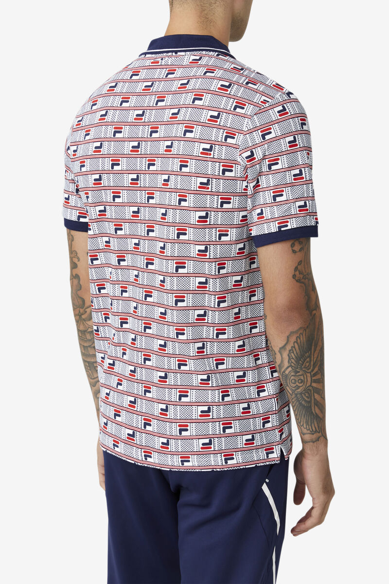 Fila Gianni Polo Polo Shirt Herr Marinblå Vita Röda | x6lRjZtwF1r