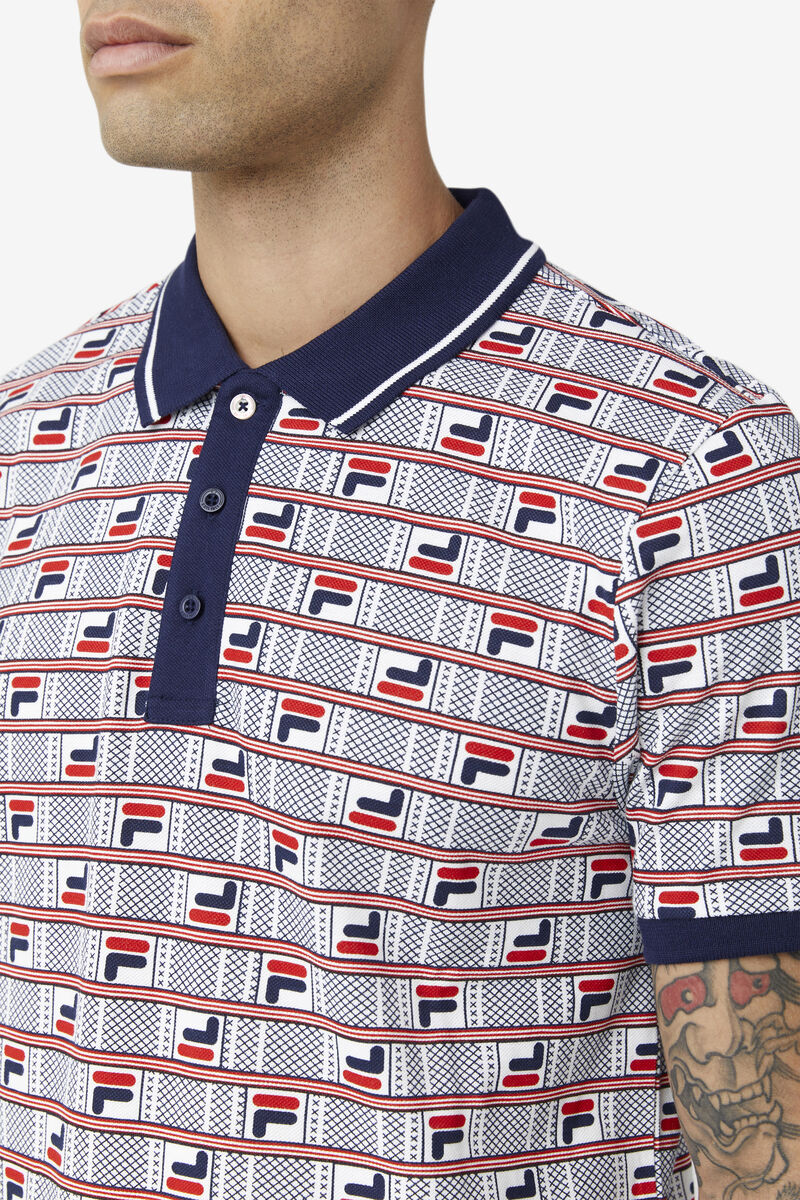 Fila Gianni Polo Polo Shirt Herr Marinblå Vita Röda | x6lRjZtwF1r