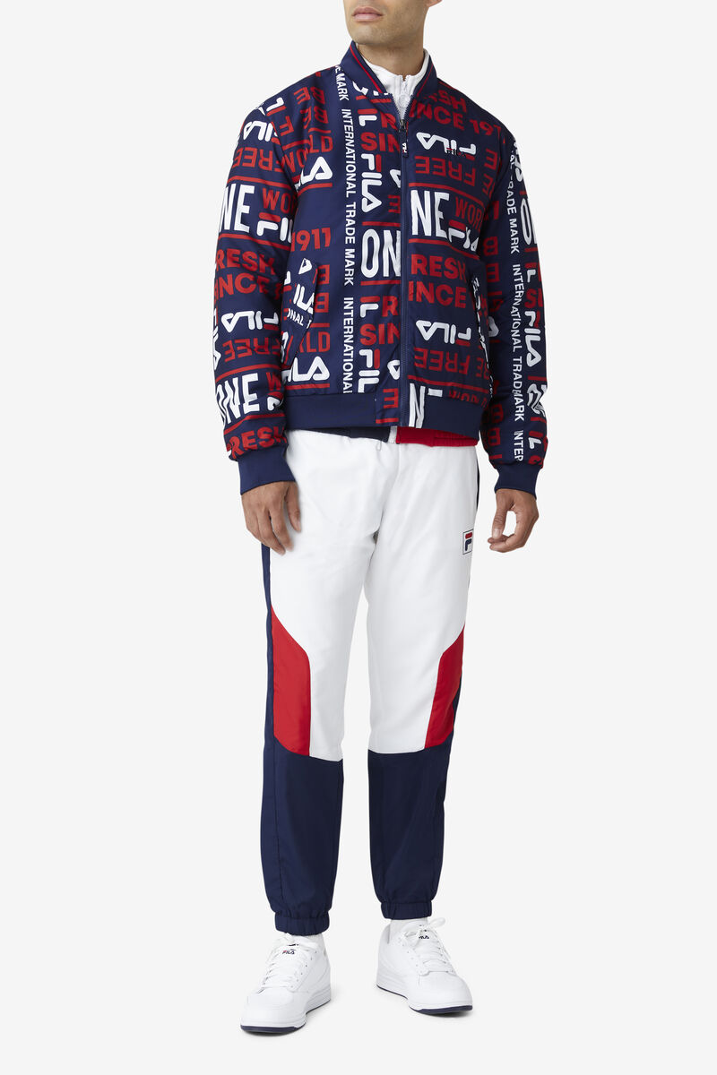 Fila Gionata Jacket Jacka Herr Marinblå Röda Vita | b92Lrkj9dQR