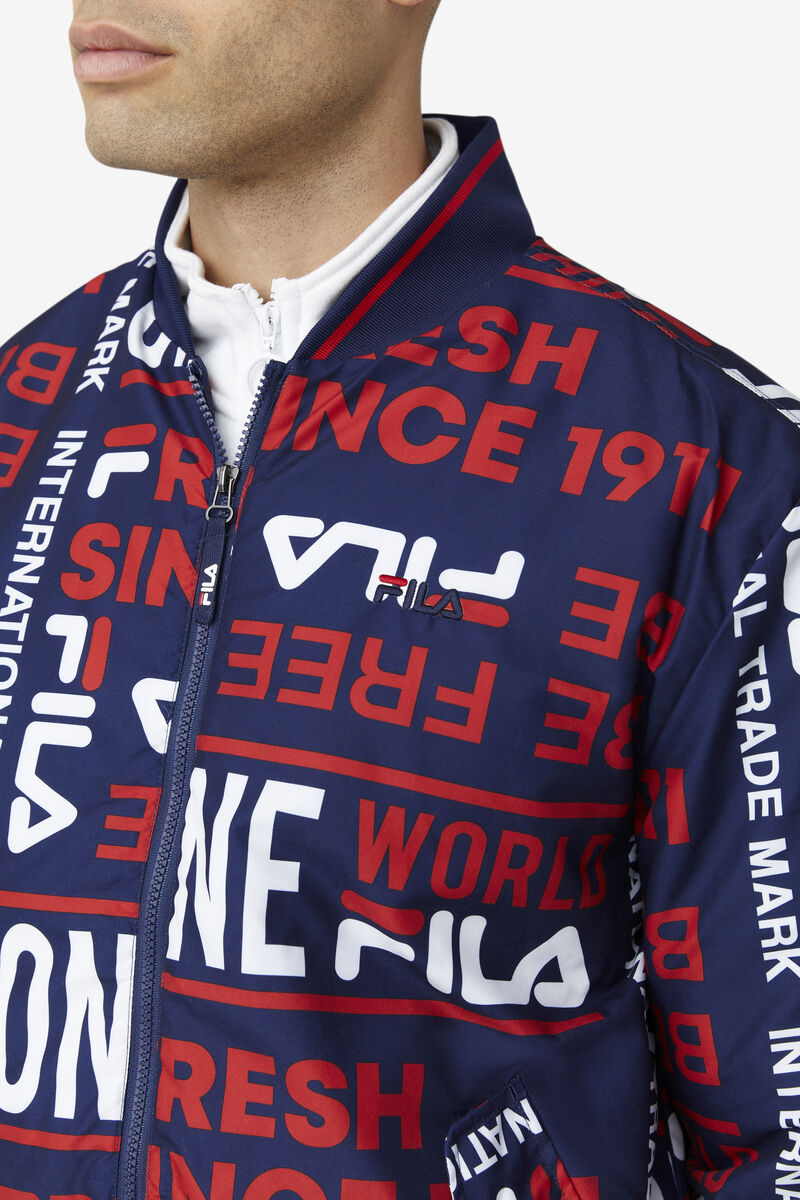 Fila Gionata Jacket Jacka Herr Marinblå Röda Vita | b92Lrkj9dQR