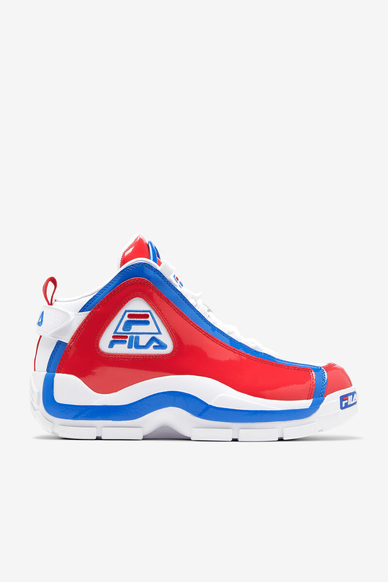 Fila Grant Hill 2 - Red, White & Blue Basketball Shoes | Fila Sneakers Herr Vita Röda Blå | WOajYXMRMSa
