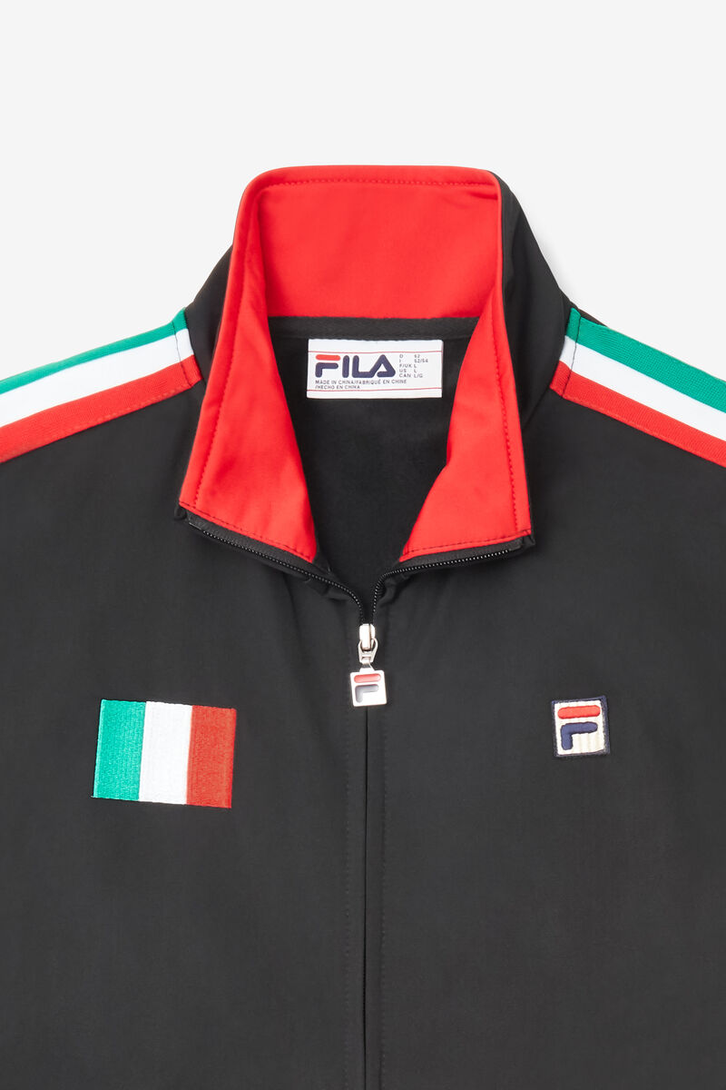 Fila Italy Track Jacket Träningsoverall Herr Svarta Röda | hFpL4pVADUl