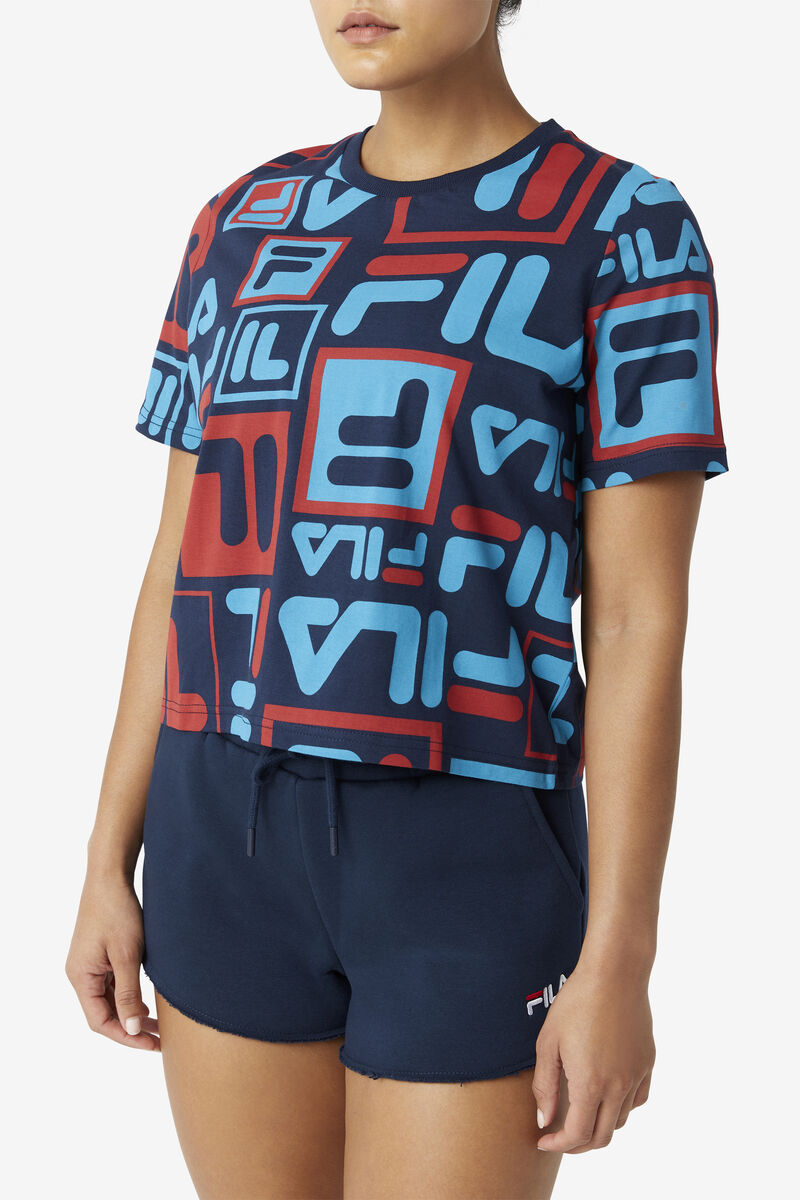 Fila Josephine T-shirt Dam Marinblå Blå Röda | Nb3TrSsmtHB