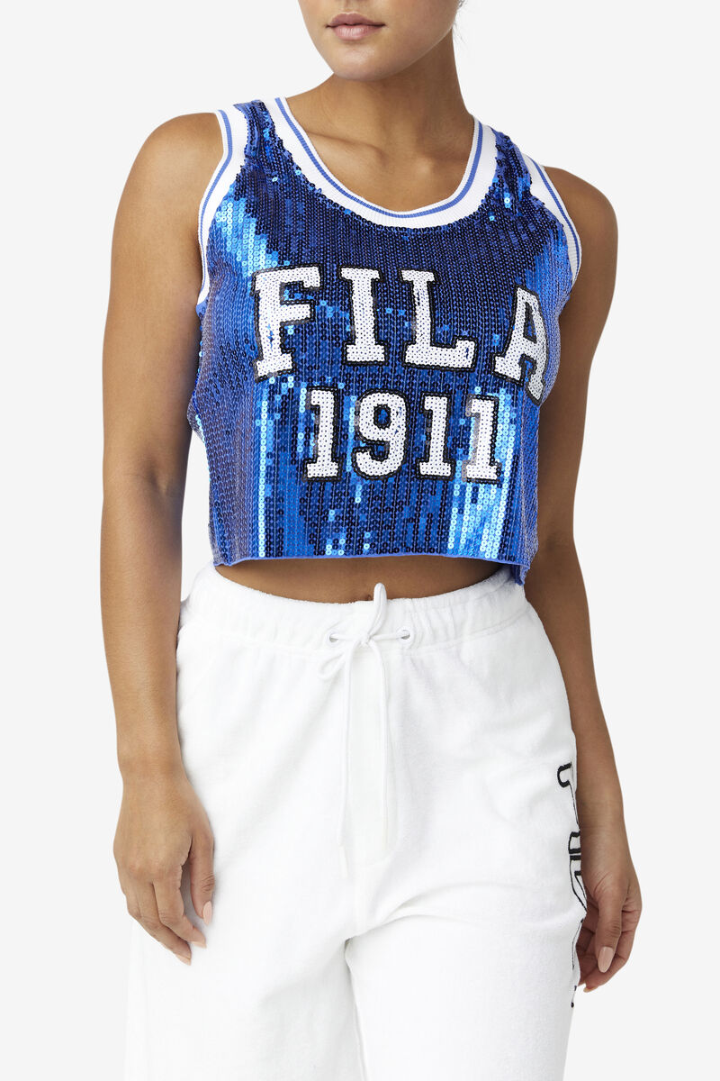Fila Kiki Glam Crop Jersey T-shirt Dam Blå | Yr6HSmlwEUM