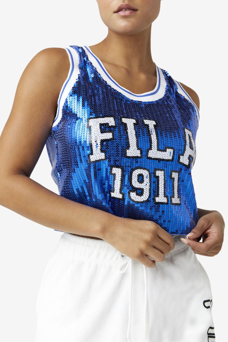 Fila Kiki Glam Crop Jersey T-shirt Dam Blå | Yr6HSmlwEUM