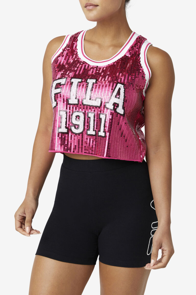 Fila Kiki Glam Crop Jersey T-shirt Dam Röda | MV164RBLmBq