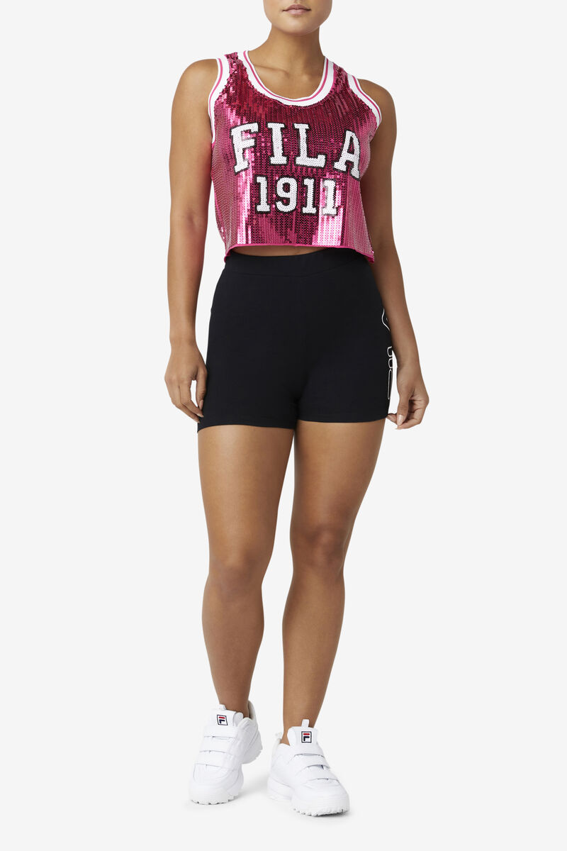 Fila Kiki Glam Crop Jersey T-shirt Dam Röda | MV164RBLmBq