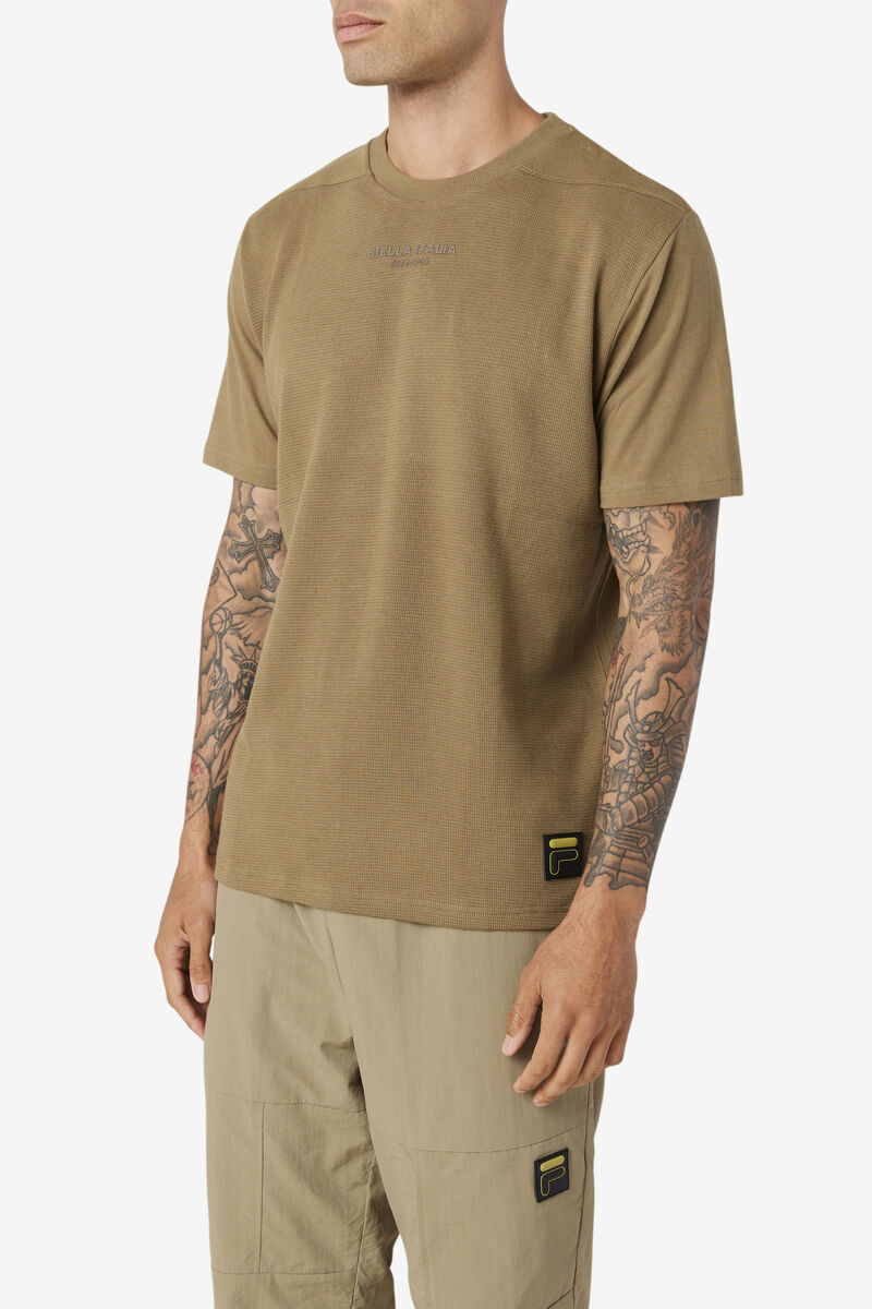 Fila Kirk Waffle Knit T-shirt Herr Gröna | Kbh8UMrEB48