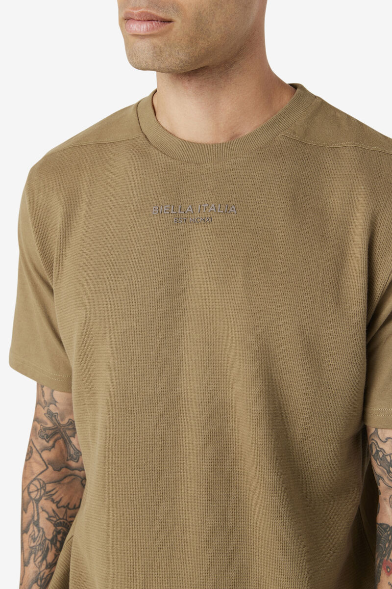 Fila Kirk Waffle Knit T-shirt Herr Gröna | Kbh8UMrEB48