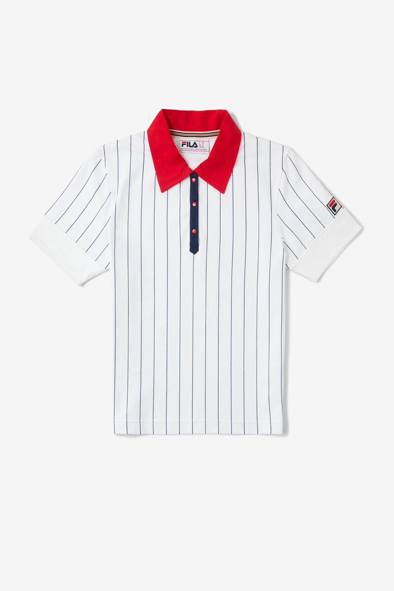 Fila Lacy Premium Polo Polo Shirt Dam Vita Röda Marinblå | HV5DFnXyW2U