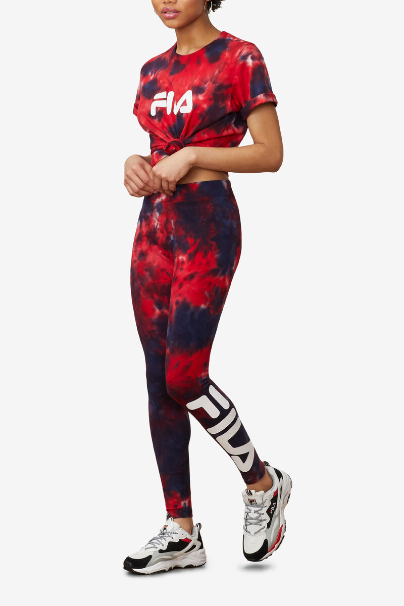Fila Laila Tie Dye Legging Leggings Dam Marinblå Röda | Ek3yXcqtj2G