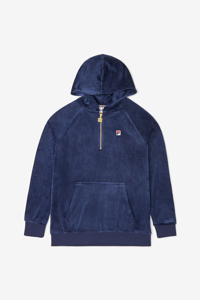 Fila Laurent Velour Hoodie Hoodie Herr Marinblå | V14mMSHnAKf