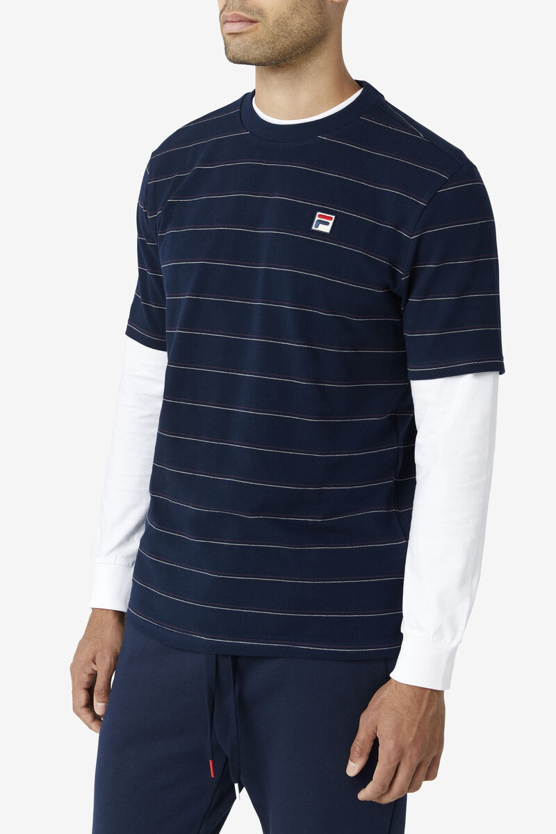 Fila Leon T-shirt Herr Marinblå Ljusbruna | 4FFpPERUQxZ