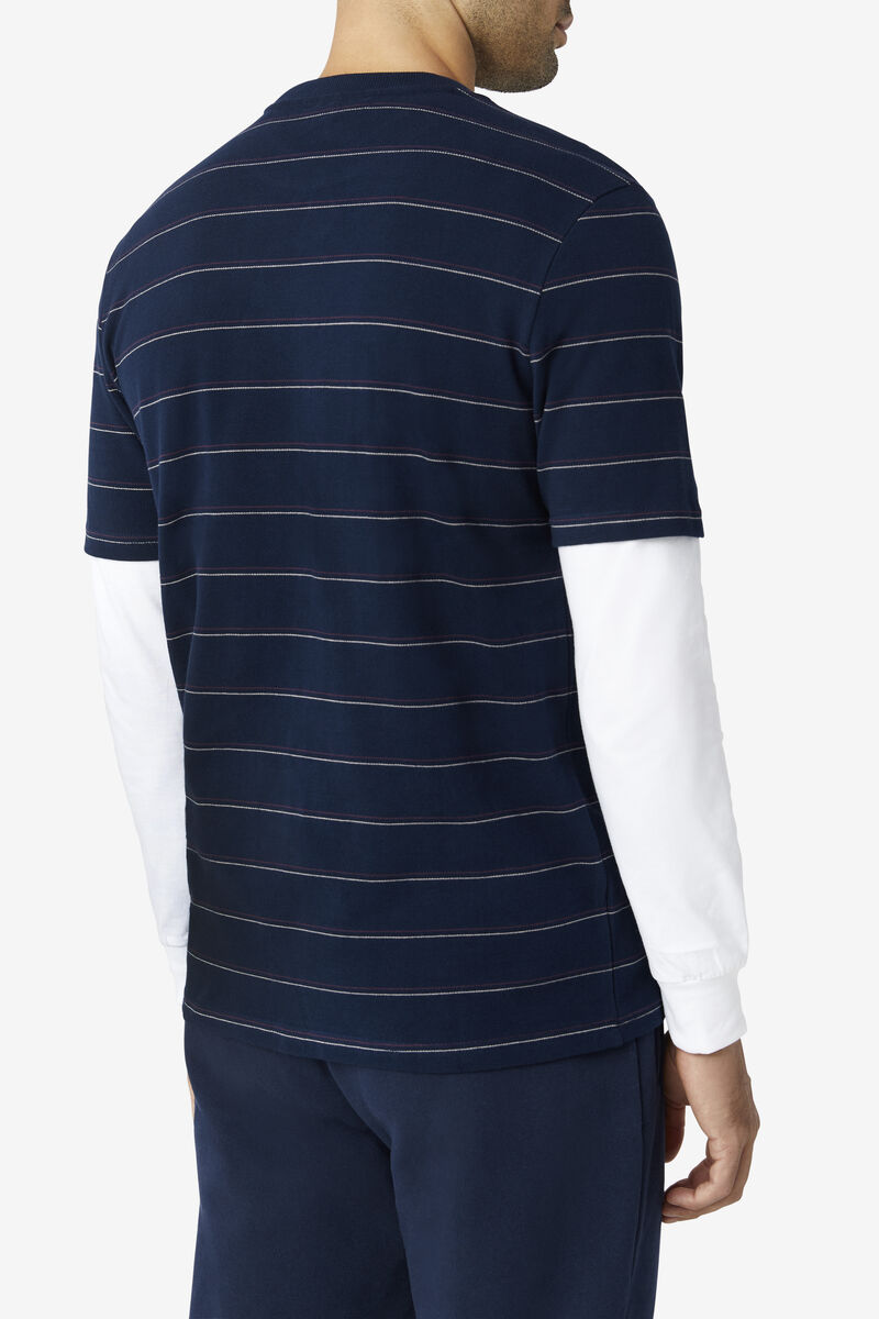 Fila Leon T-shirt Herr Marinblå Ljusbruna | 4FFpPERUQxZ