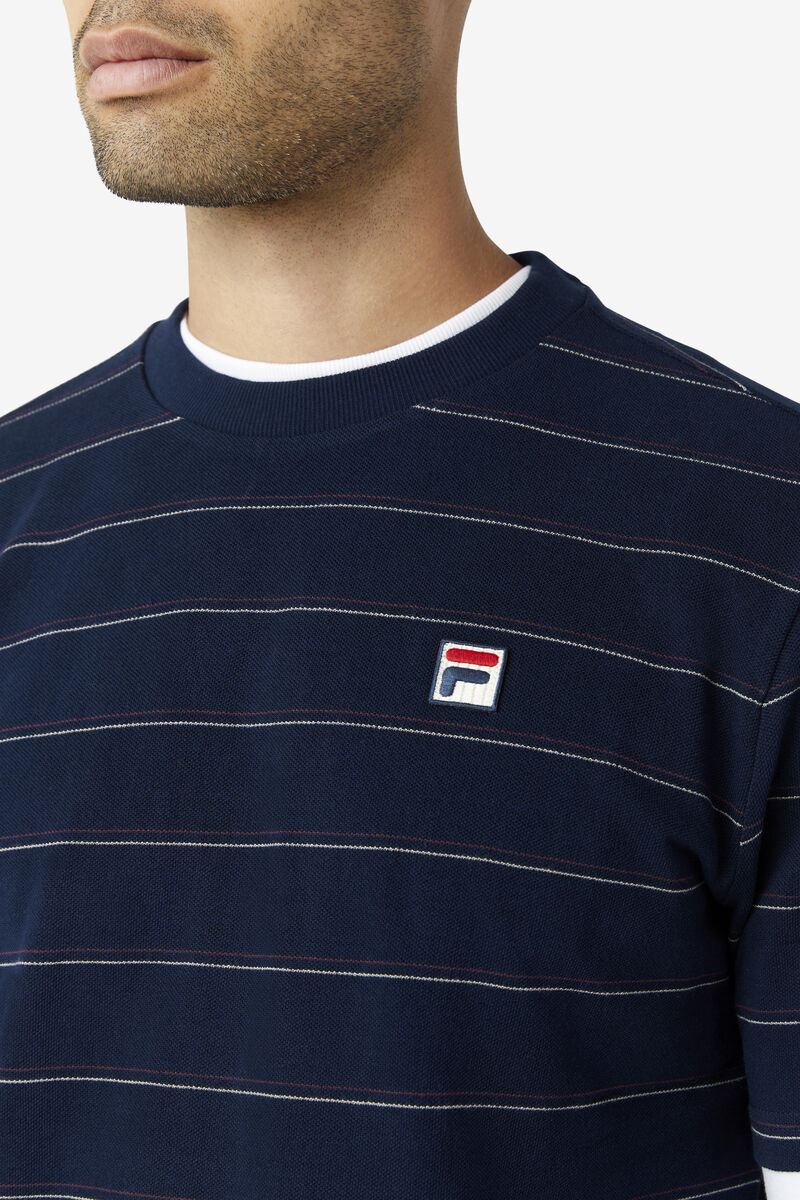 Fila Leon T-shirt Herr Marinblå Ljusbruna | 4FFpPERUQxZ