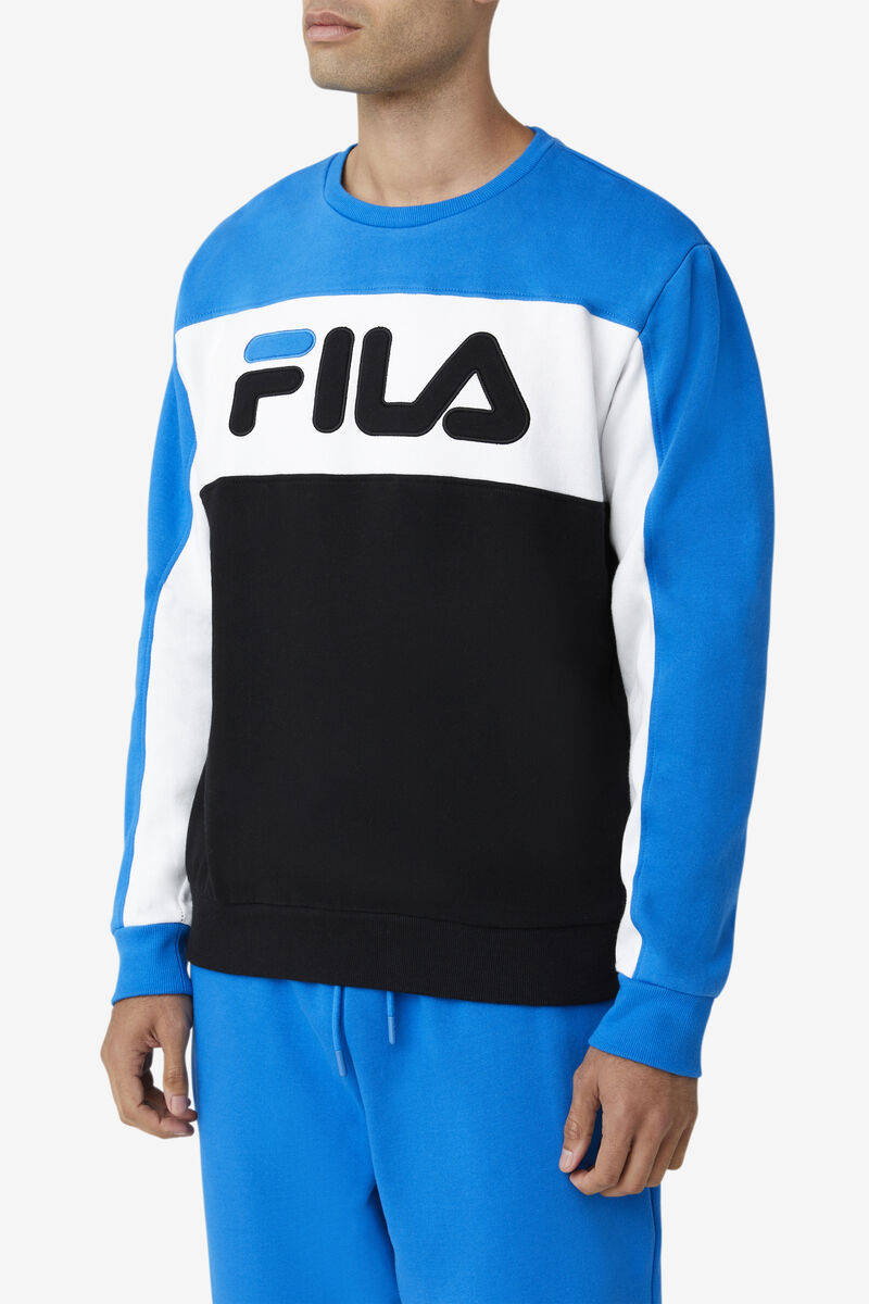 Fila Lesner Fleece Crew Träningsoverall Herr Blå Vita Svarta | 8pQRxWsWXYB