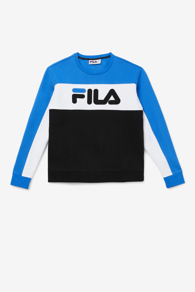 Fila Lesner Fleece Crew Träningsoverall Herr Blå Vita Svarta | 8pQRxWsWXYB