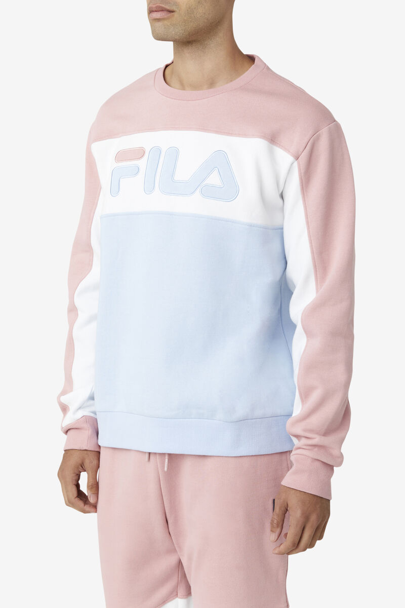 Fila Lesner Fleece Crew Träningsoverall Herr Rosa Grå Vita Blå | 9PDay1eJEjK