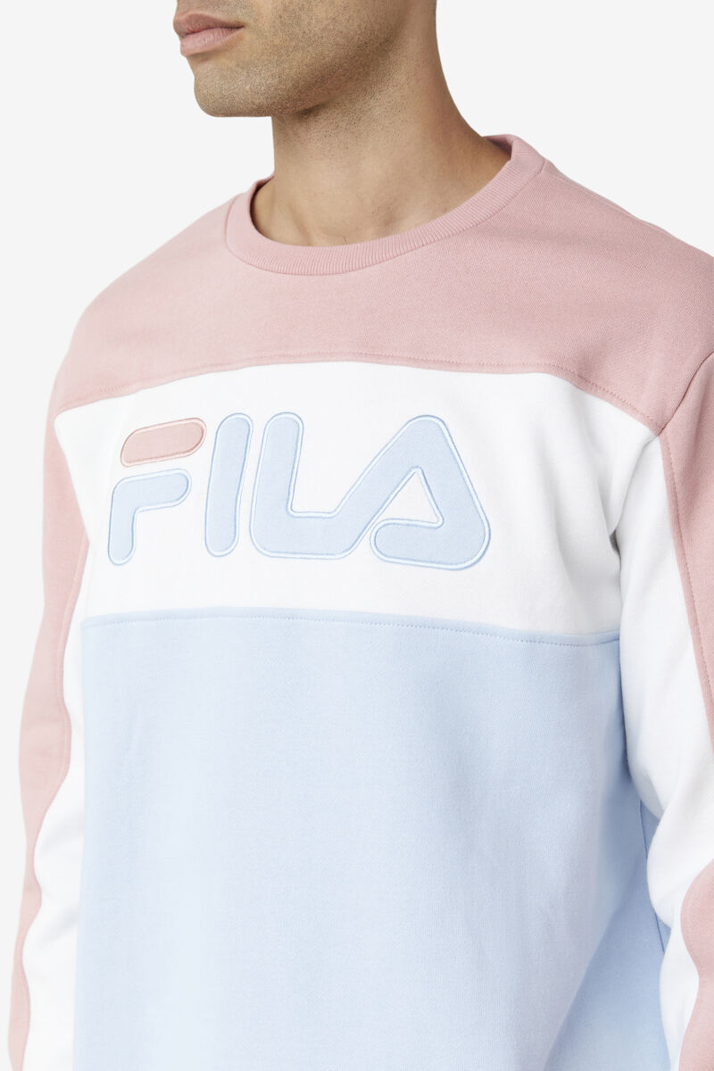 Fila Lesner Fleece Crew Träningsoverall Herr Rosa Grå Vita Blå | 9PDay1eJEjK