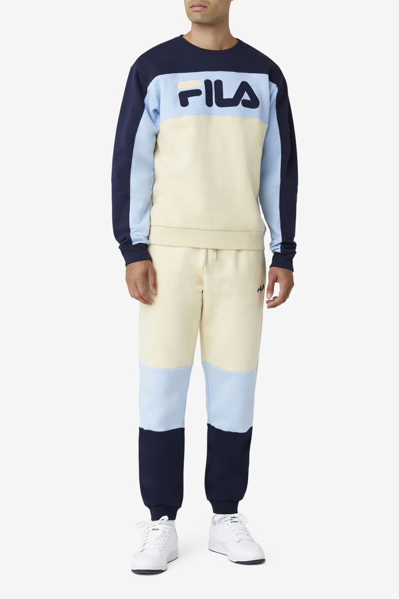 Fila Lesner Fleece Crew Träningsoverall Herr Påfågelbruna Blå | fILaM43y1m3