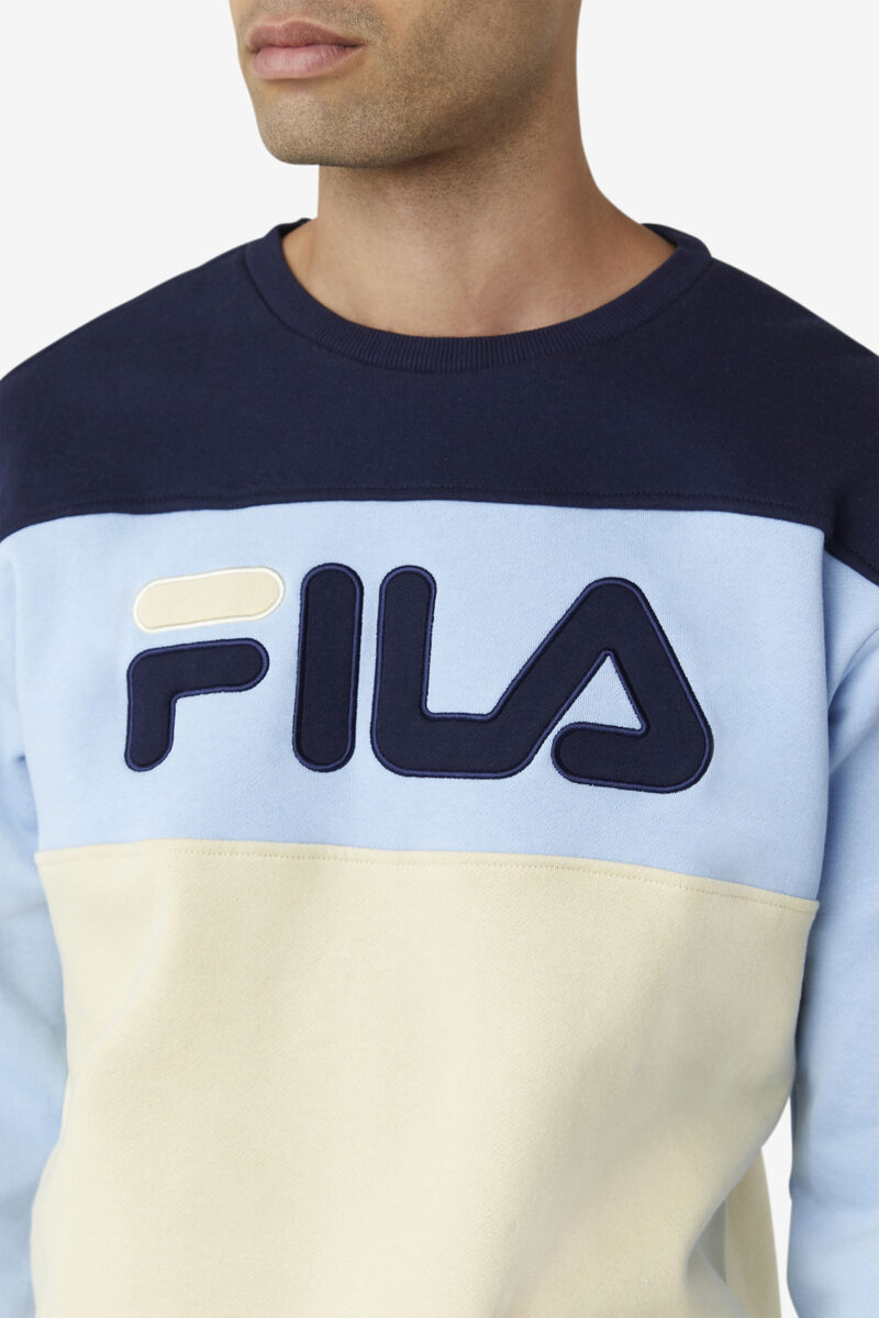 Fila Lesner Fleece Crew Träningsoverall Herr Påfågelbruna Blå | fILaM43y1m3