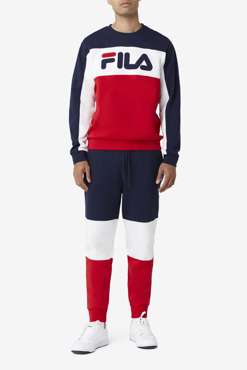 Fila Lesner Fleece Crew Träningsoverall Herr Påfågelvita Röda | jAj5PNf26Oy