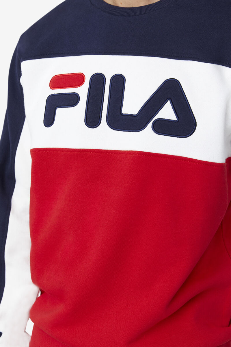 Fila Lesner Fleece Crew Träningsoverall Herr Påfågelvita Röda | jAj5PNf26Oy