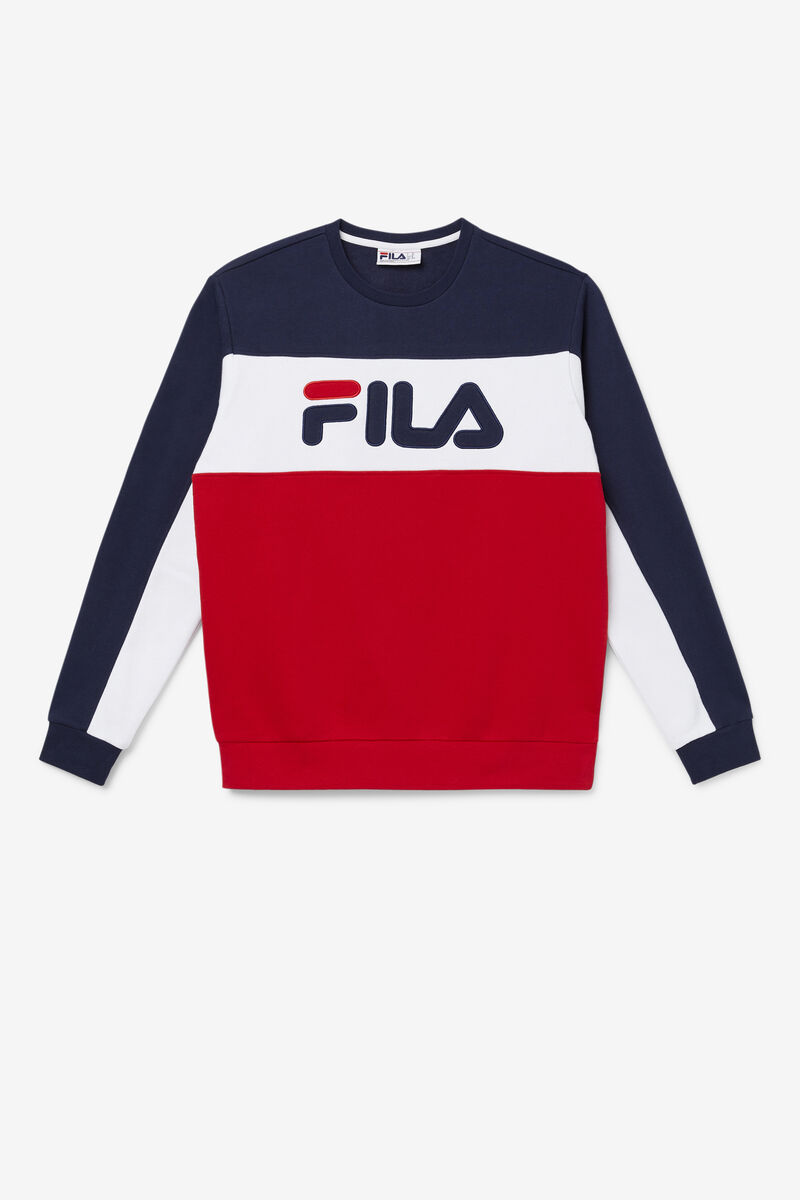 Fila Lesner Fleece Crew Träningsoverall Herr Påfågelvita Röda | jAj5PNf26Oy