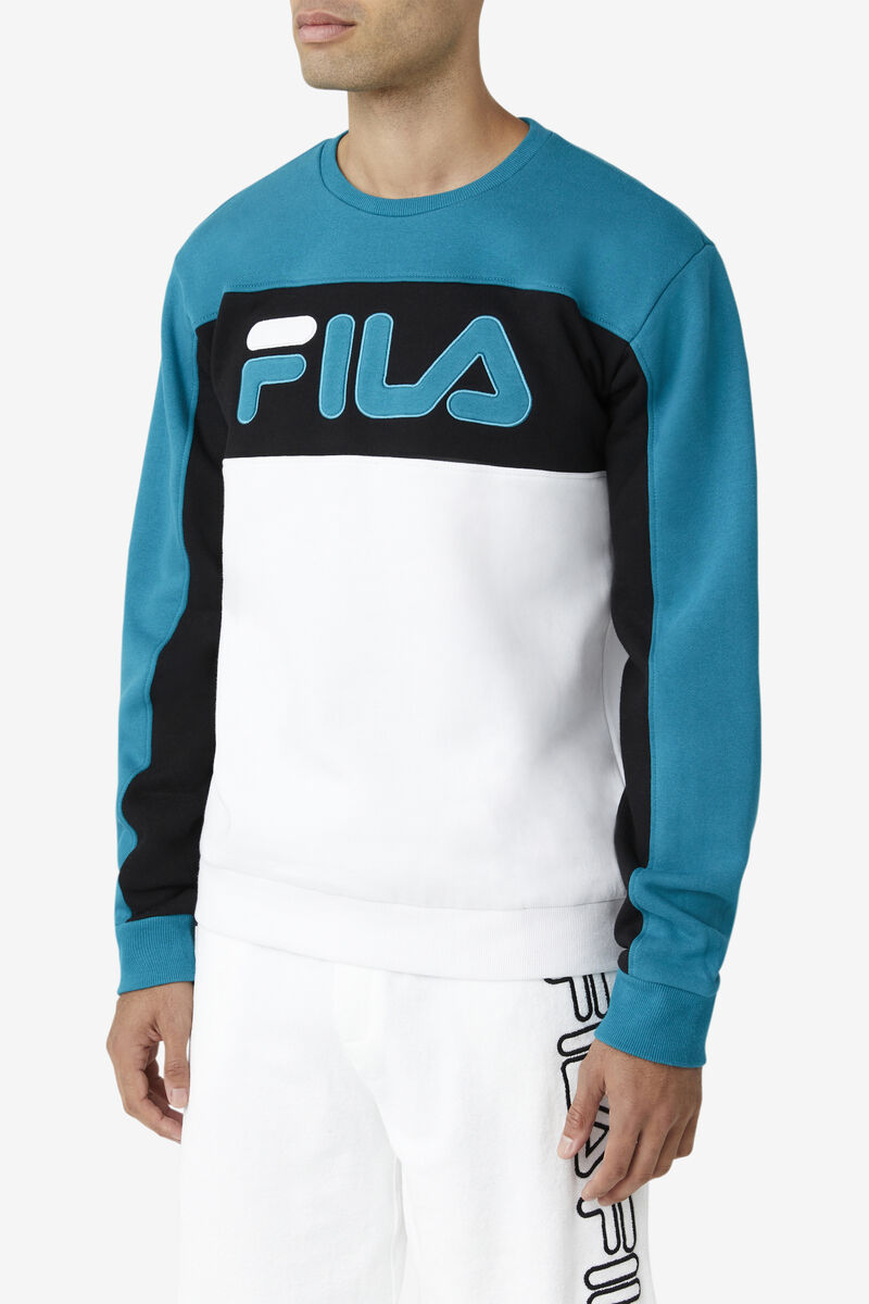 Fila Lesner Fleece Crew Träningsoverall Herr Blå Vita Svarta | xfInM2vWbx5