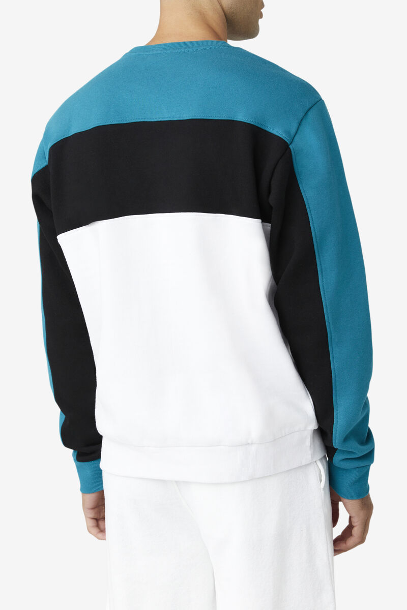 Fila Lesner Fleece Crew Träningsoverall Herr Blå Vita Svarta | xfInM2vWbx5