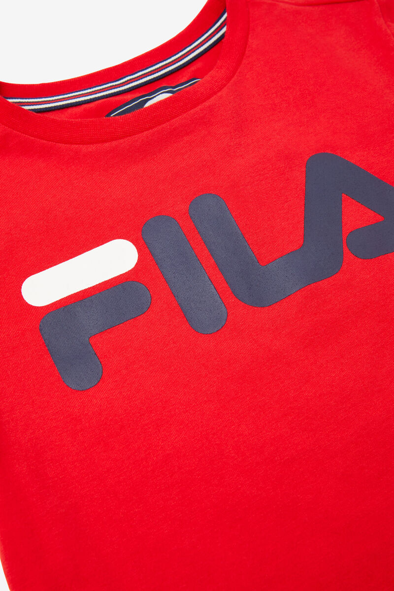 Fila Logo T-shirt Barn Röda | trs8WqN6r8t