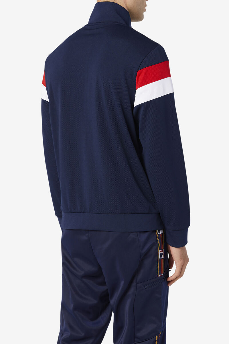 Fila Malcolm Track Jacket Träningsoverall Herr Marinblå Röda Vita | zaunUgPauwg
