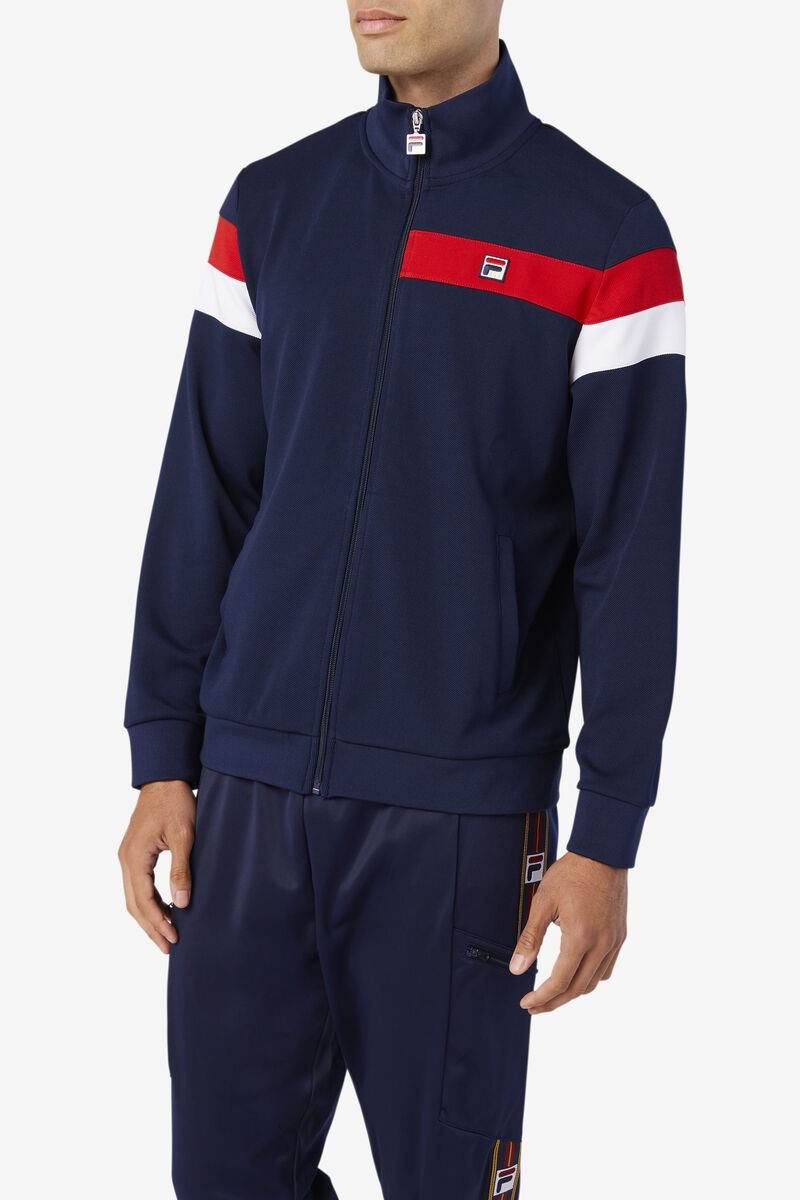 Fila Malcolm Track Jacket Träningsoverall Herr Marinblå Röda Vita | zaunUgPauwg