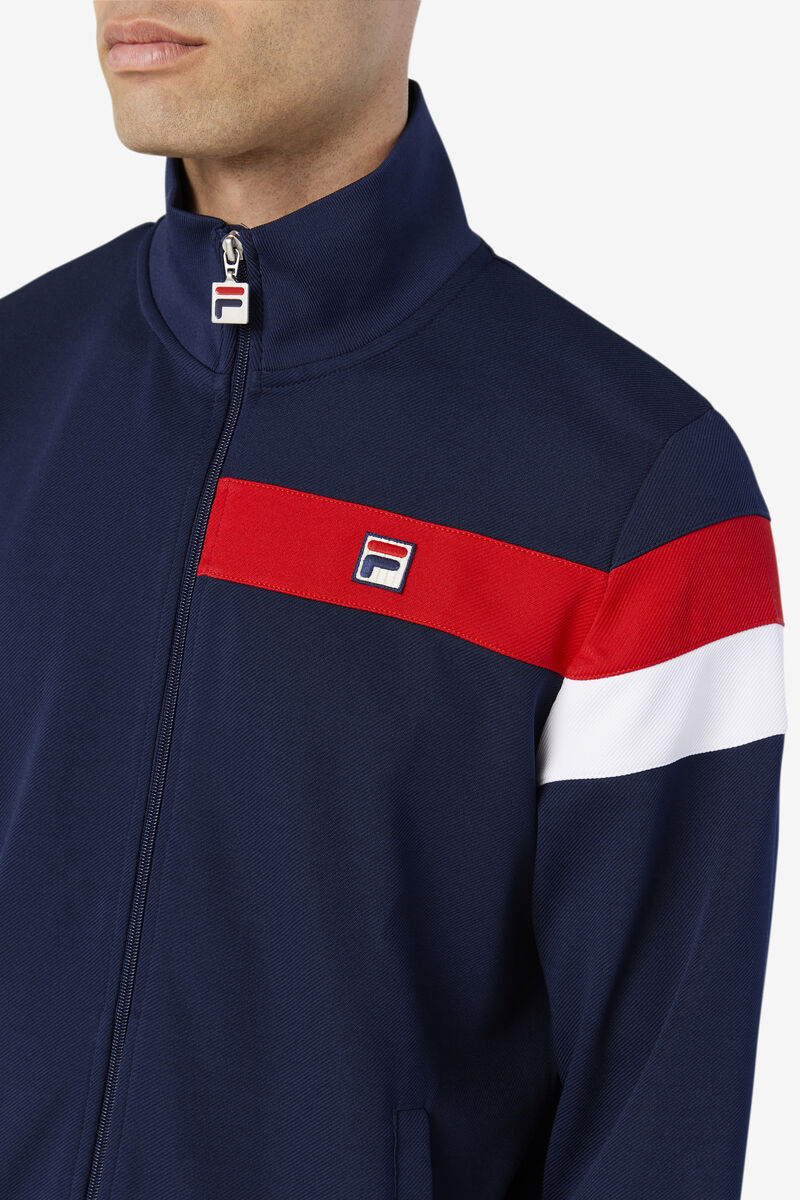 Fila Malcolm Track Jacket Träningsoverall Herr Marinblå Röda Vita | zaunUgPauwg