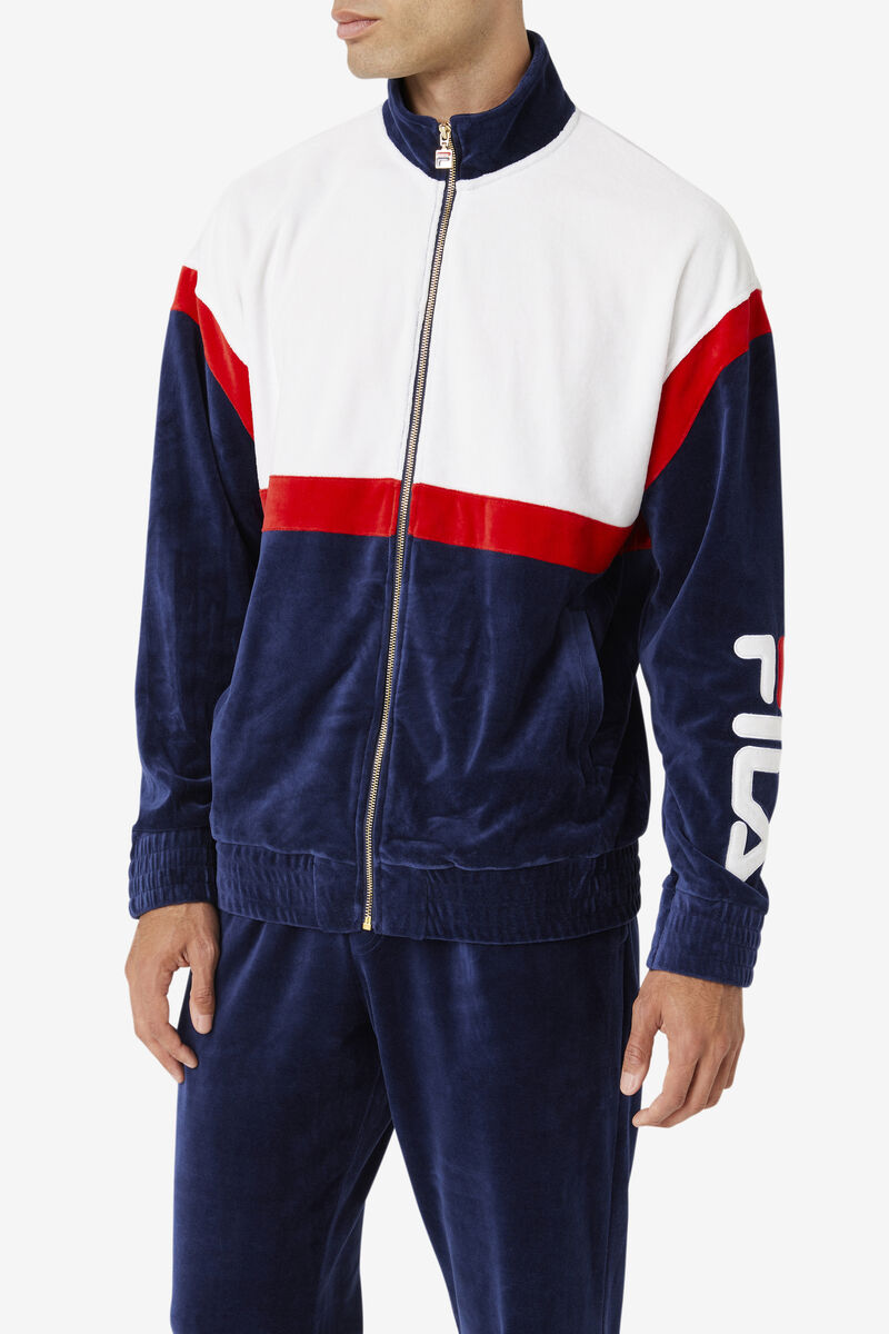 Fila Mansur Velour Jacket Jacka Herr Marinblå Vita Röda | 9nxTtrKoQYV