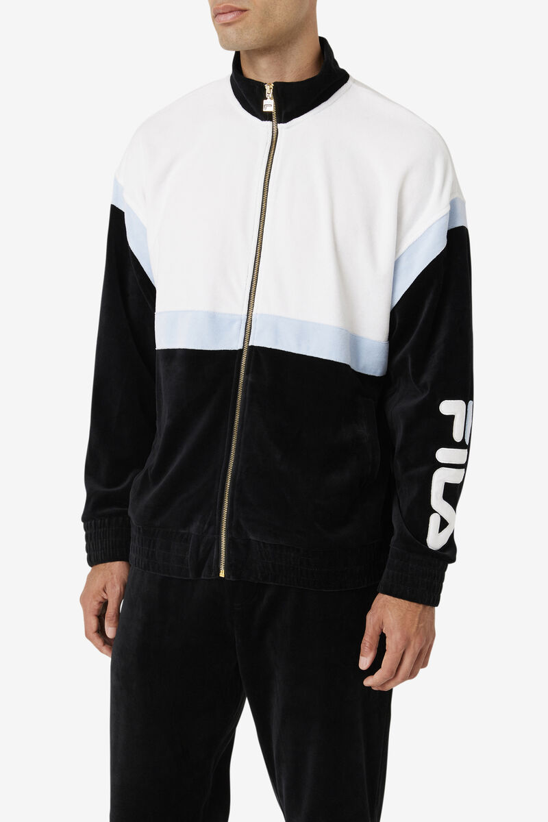 Fila Mansur Velour Jacket Jacka Herr Svarta Vita | FzC44PWatUt