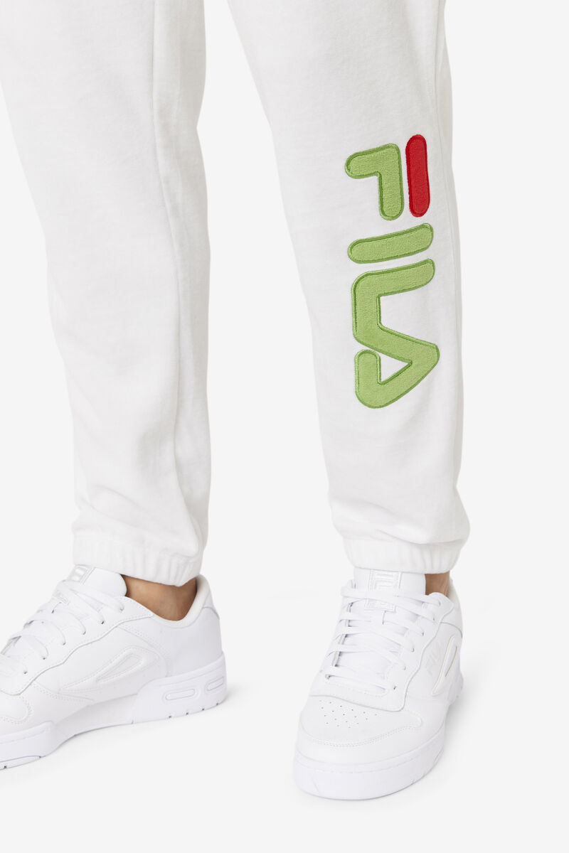 Fila Mansur Velour Pant Byxor Herr Vita Gröna Röda | c52JtAwoVGU