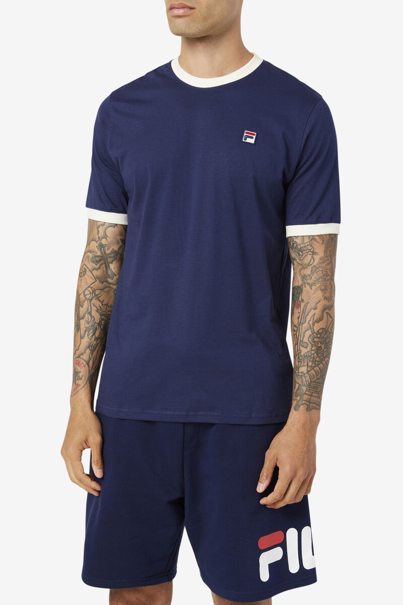 Fila Marconi Ringer T-shirt Herr Marinblå Vita | YqeZHbvhNzw